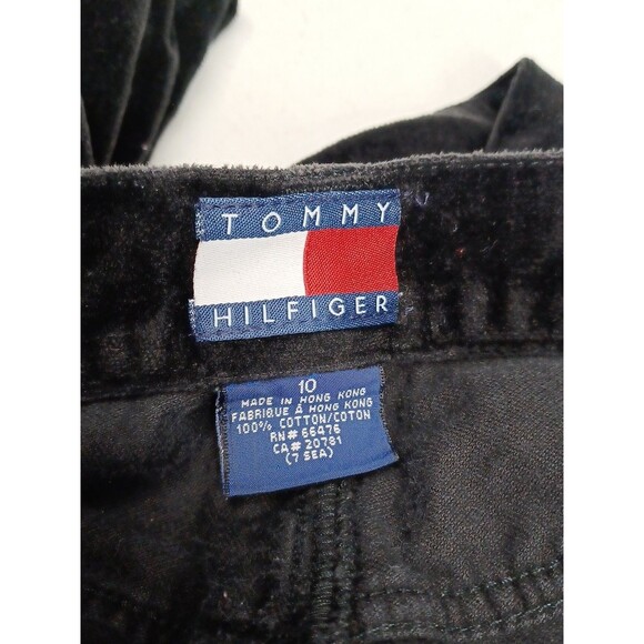Vintage Y2K Tommy Hilfiger Velvet Pant Womens Embroidered Spell Out Waist Sz 10 - Picture 4 of 5
